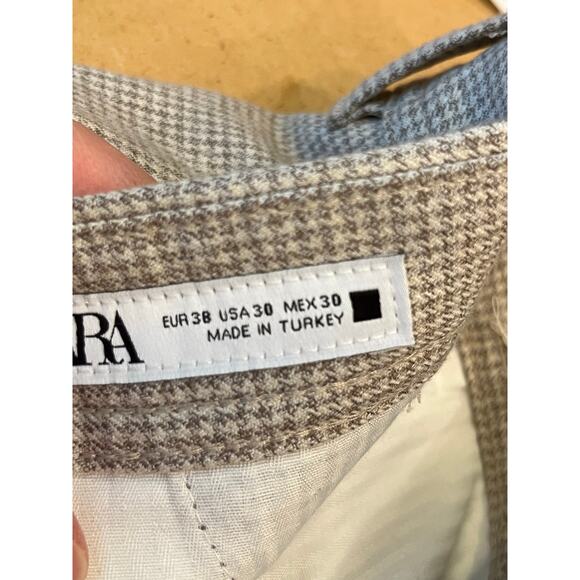 Zara Women's Size 30 Cream Houndstooth Print Dress Flannel Trouser - Picture 2 of 8